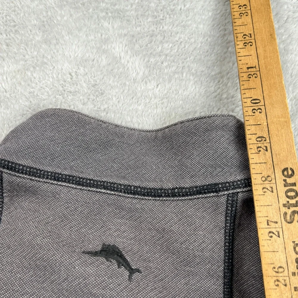 Tommy Bahama Reversible Herringbone Quarter Zip Pullover L Gray Men Coastal Knit